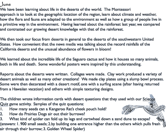 newsletter from our Montessori school here in Spokane