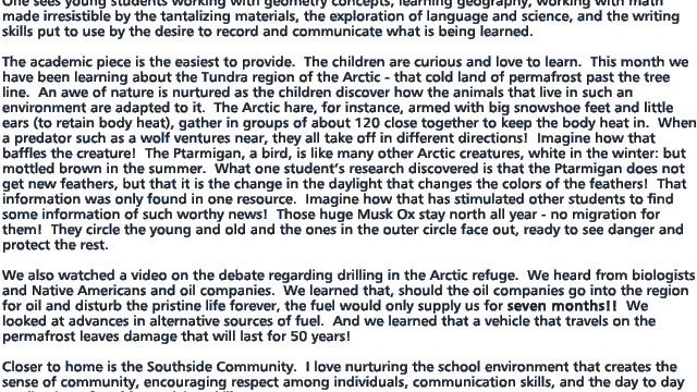 newsletter from our Montessori school here in Spokane