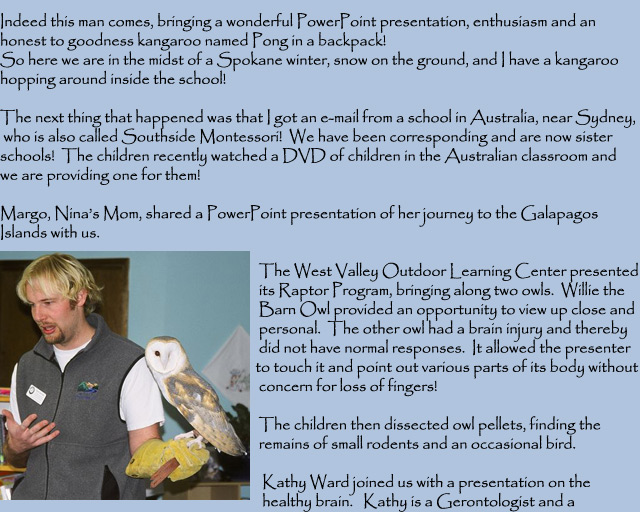  newsletter from our Montessori school here in Spokane 