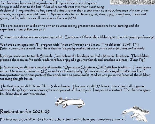  newsletter from our Montessori school here in Spokane 